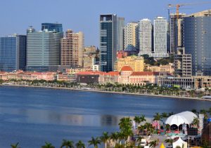 Luanda, Angola: the corniche - panorama of the waterfront avenue, Avenida Marginal / 4 de Fevereiro - downtown Luanda has a mix of colonial architecture and modern glass clad high-rise buildings where watermakers are used.